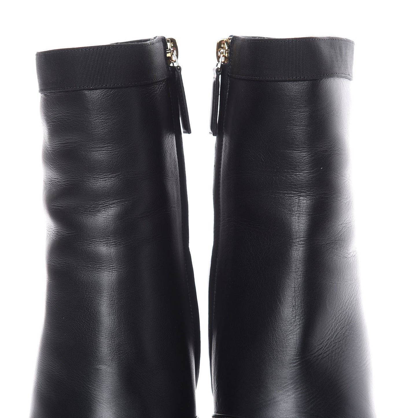Lambskin Grosgrain Cap Toe Short Ankle Boots 40 Black