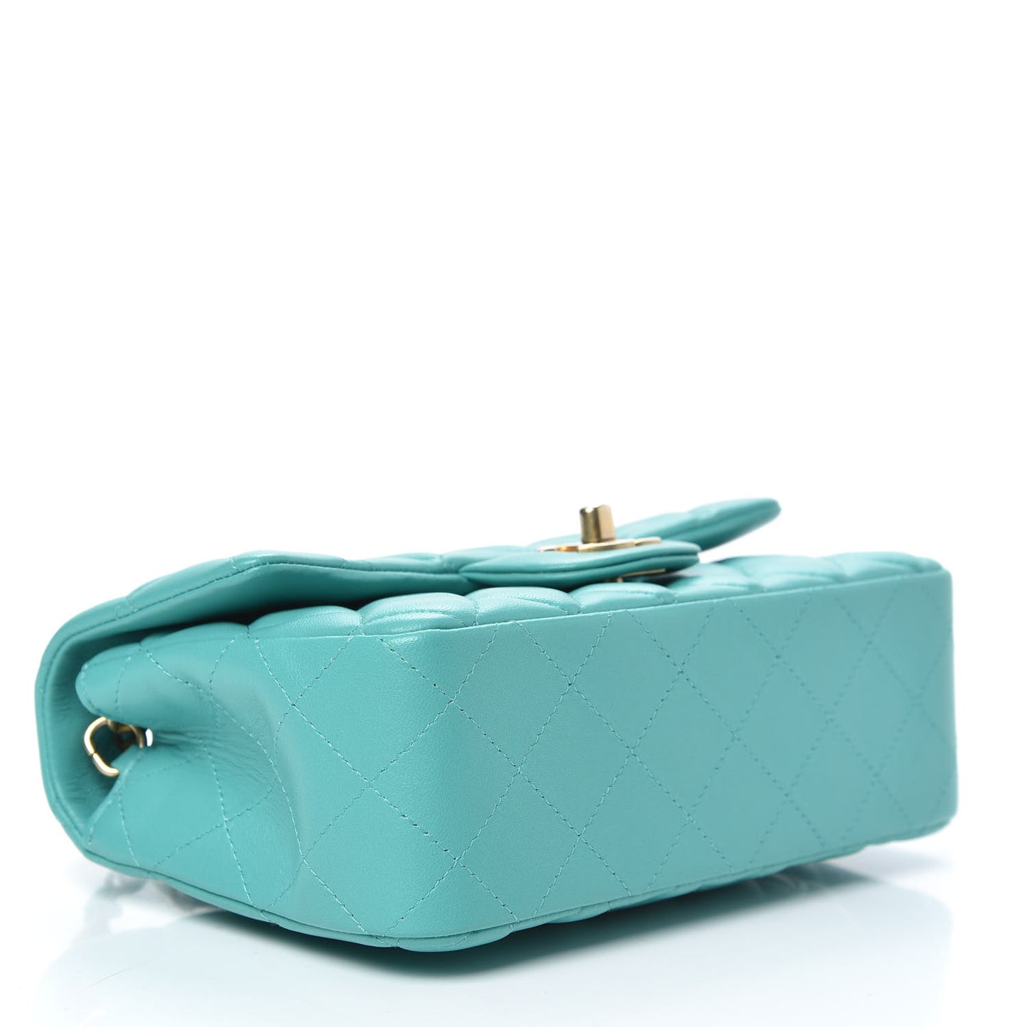 Lambskin Quilted Mini Rectangular Flap Green