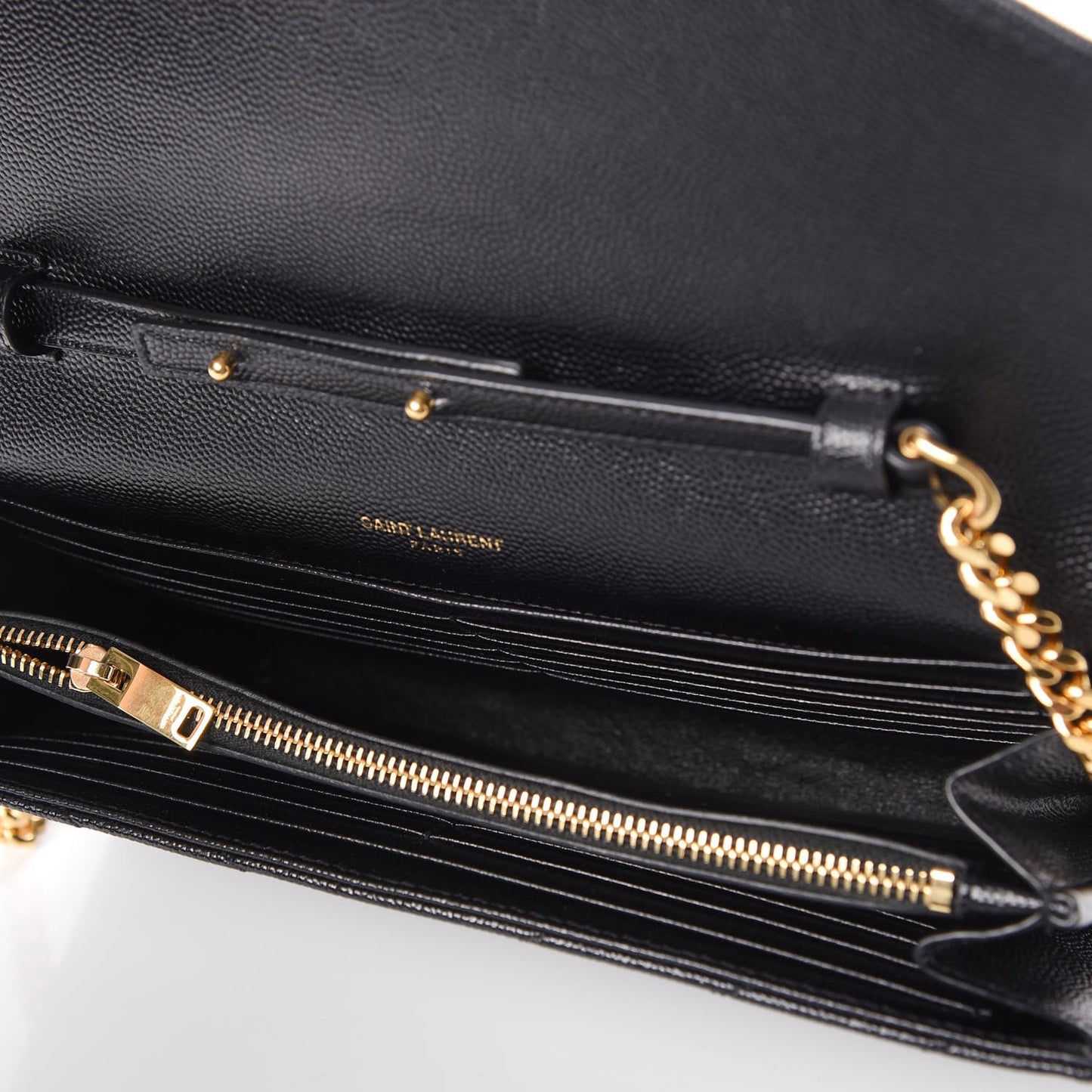 Grain De Poudre Matelasse Chevron Monogram Chain Wallet Black