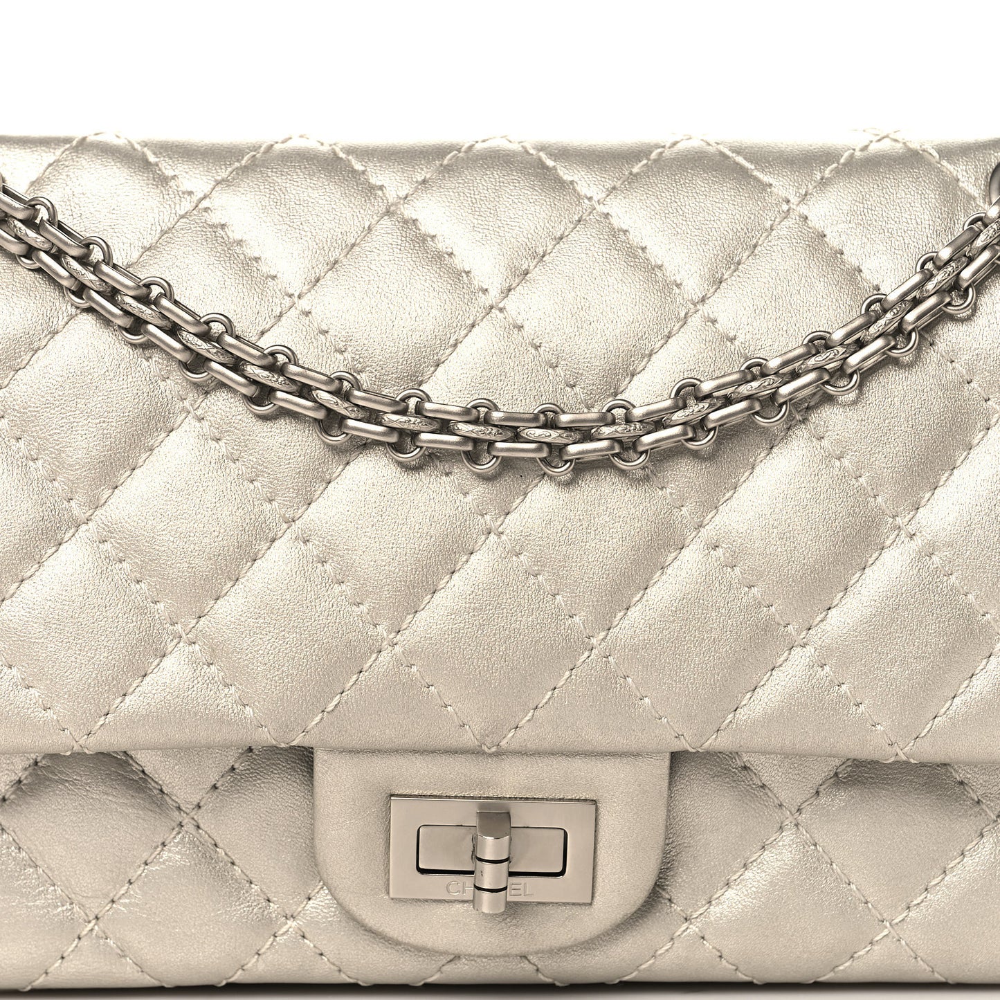 Metallic Lambskin Quilted 2.55 Reissue 225 Flap Silver