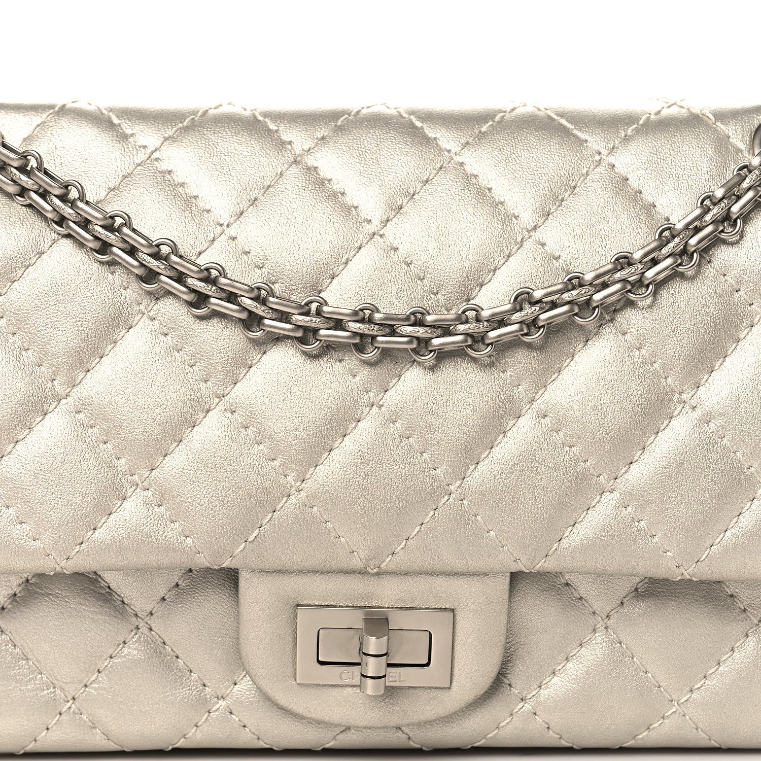 Chanel Metallic Lambskin Quilted 2.55 Reissue 225 Flap Silver 8 of 11