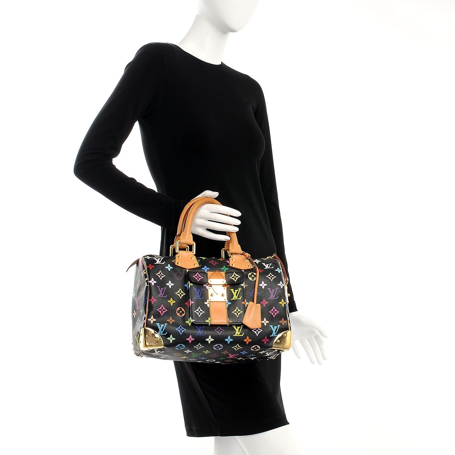 Louis Vuitton Monogram Multicolor Speedy 30 Black 2 of 10
