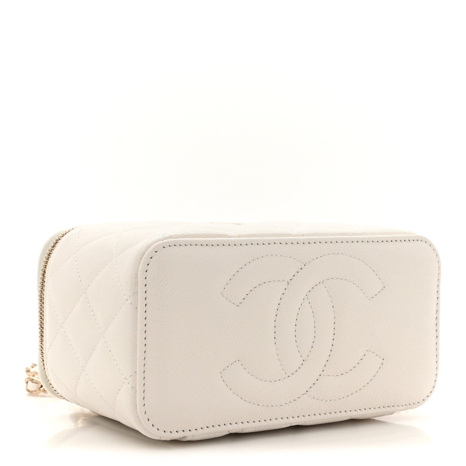 Chanel Caviar Quilted Small Vanity Case With Chain White 4 of 12