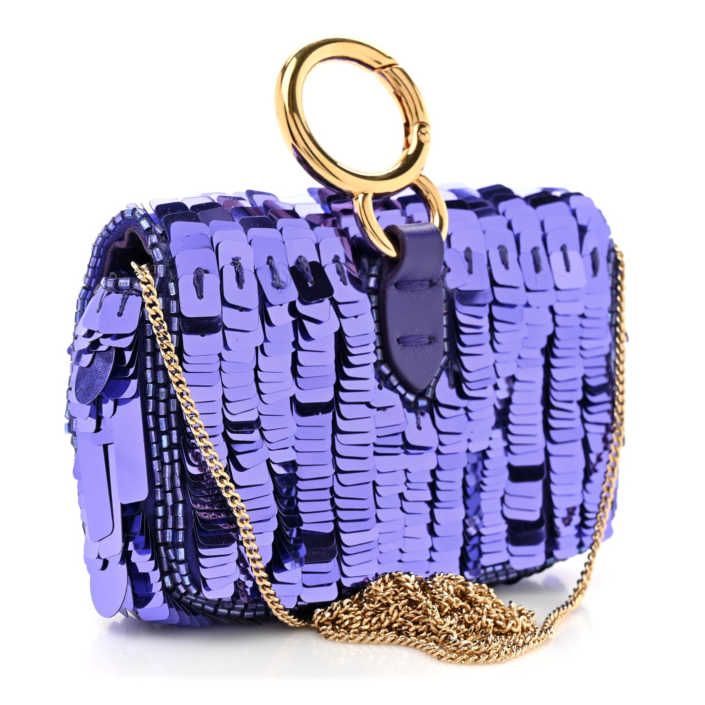 Sequin Paillettes Shiny Nappa Sex and the City Nano Baguette Charm Viola Purple Rain