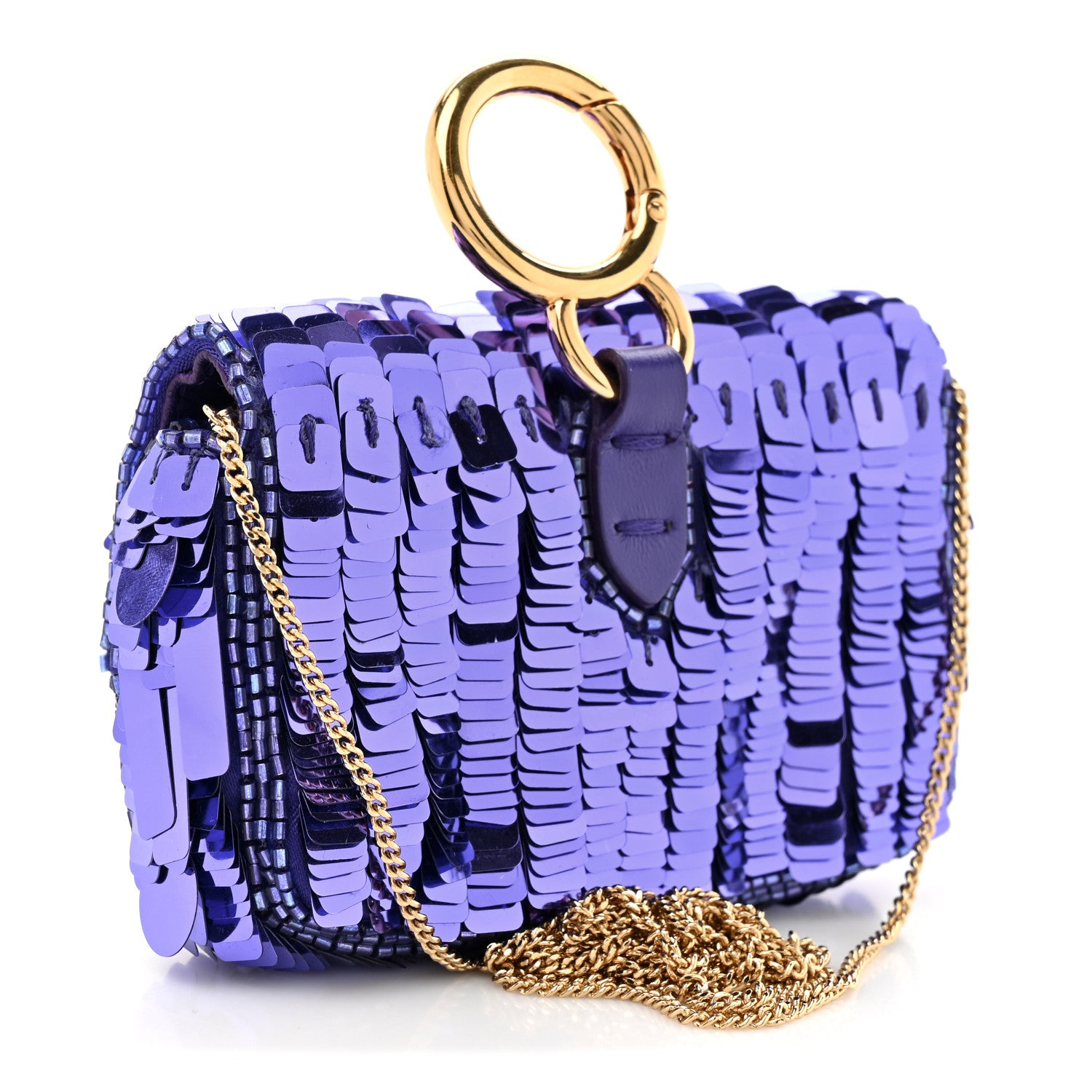 Fendi Sequin Paillettes Shiny Nappa Sex and the City Nano Baguette Charm Viola Purple Rain 3 of 11