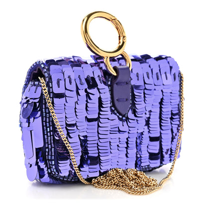 Fendi Sequin Paillettes Shiny Nappa Sex and the City Nano Baguette Charm Viola Purple Rain 3 of 11