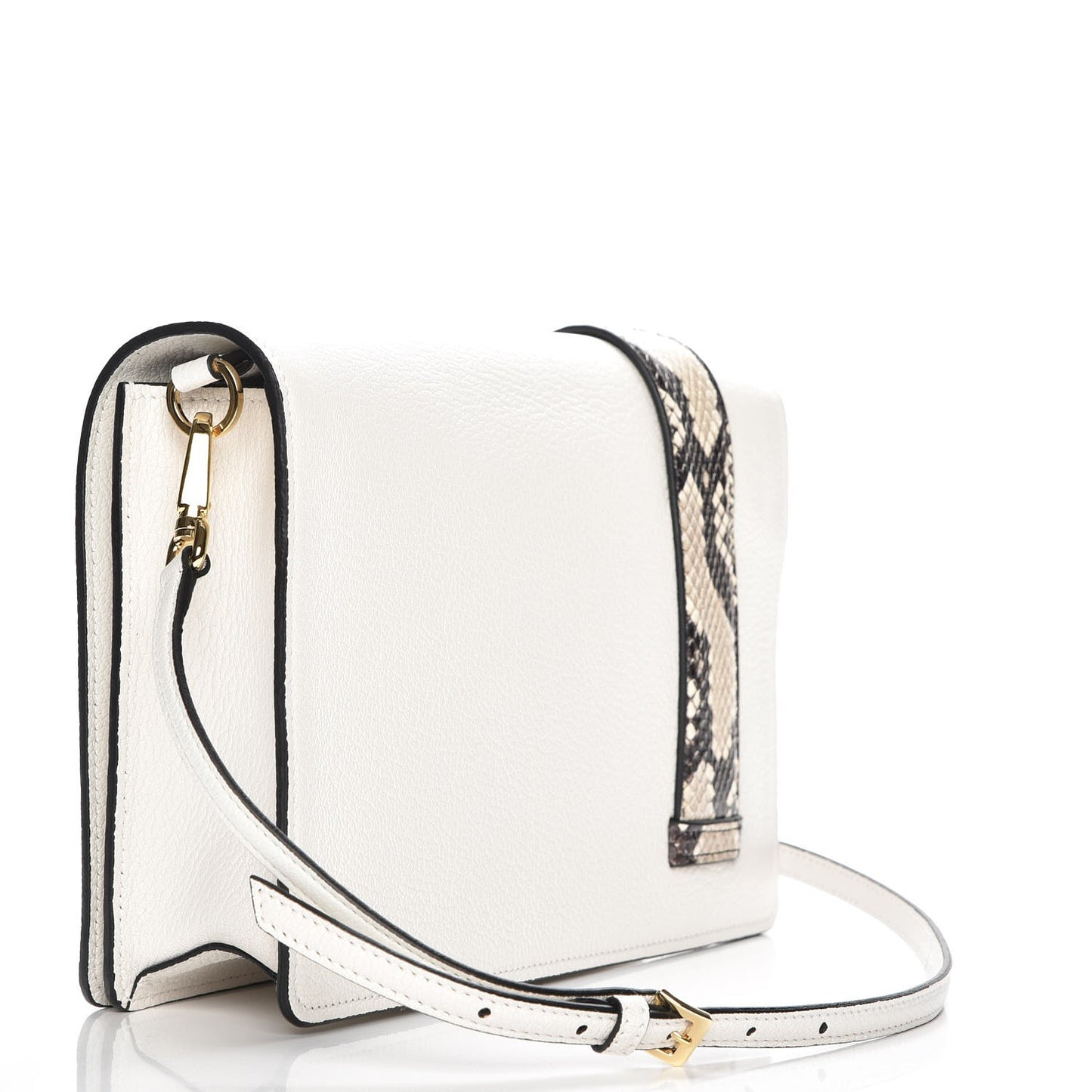 Goatskin Madras Ayers Crystal Embellished Shoulder Bag Bianco Rocci