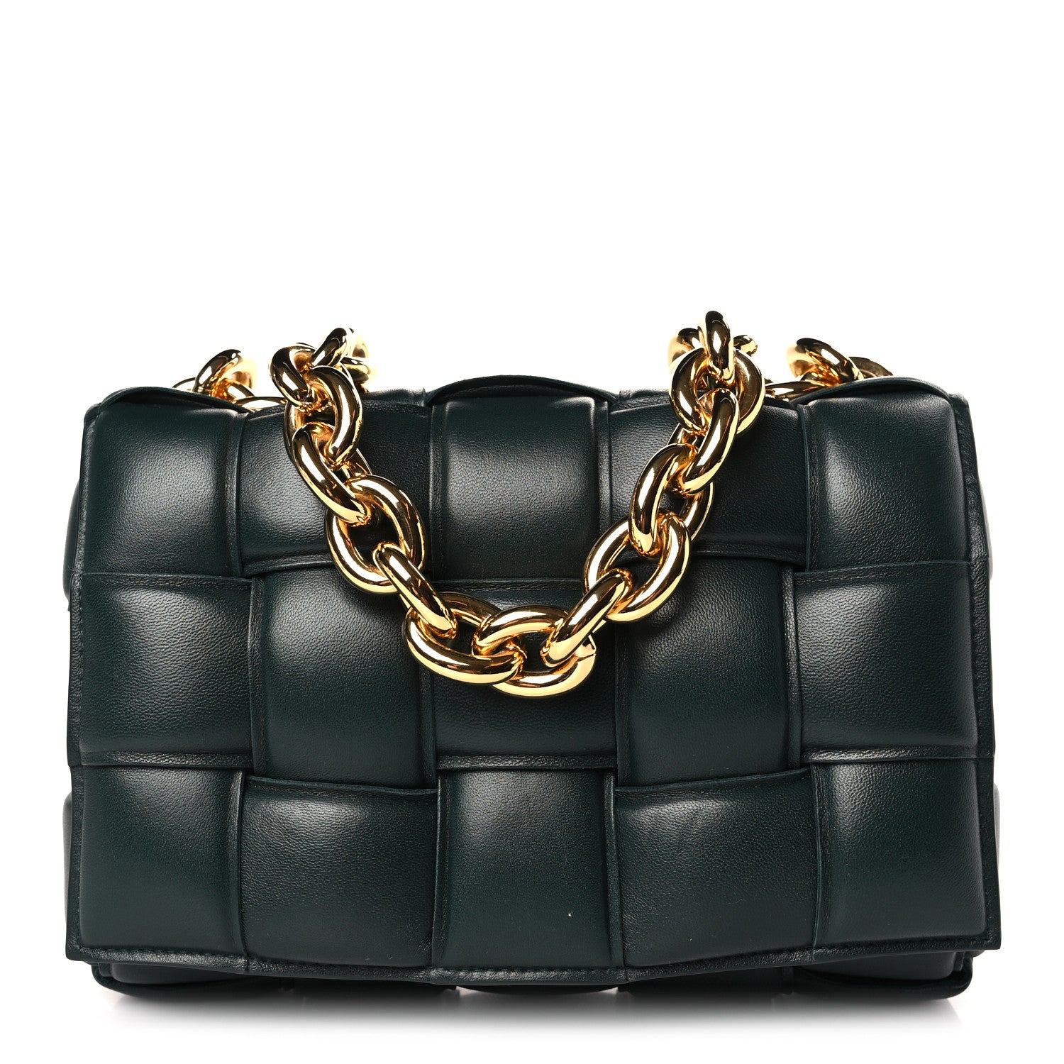 Bottega Veneta Lambskin Maxi Intreccio Padded Chain Cassette Crossbody Bag Raintree 1 of 9