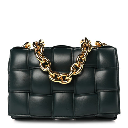 Bottega Veneta Lambskin Maxi Intreccio Padded Chain Cassette Crossbody Bag Raintree 1 of 9