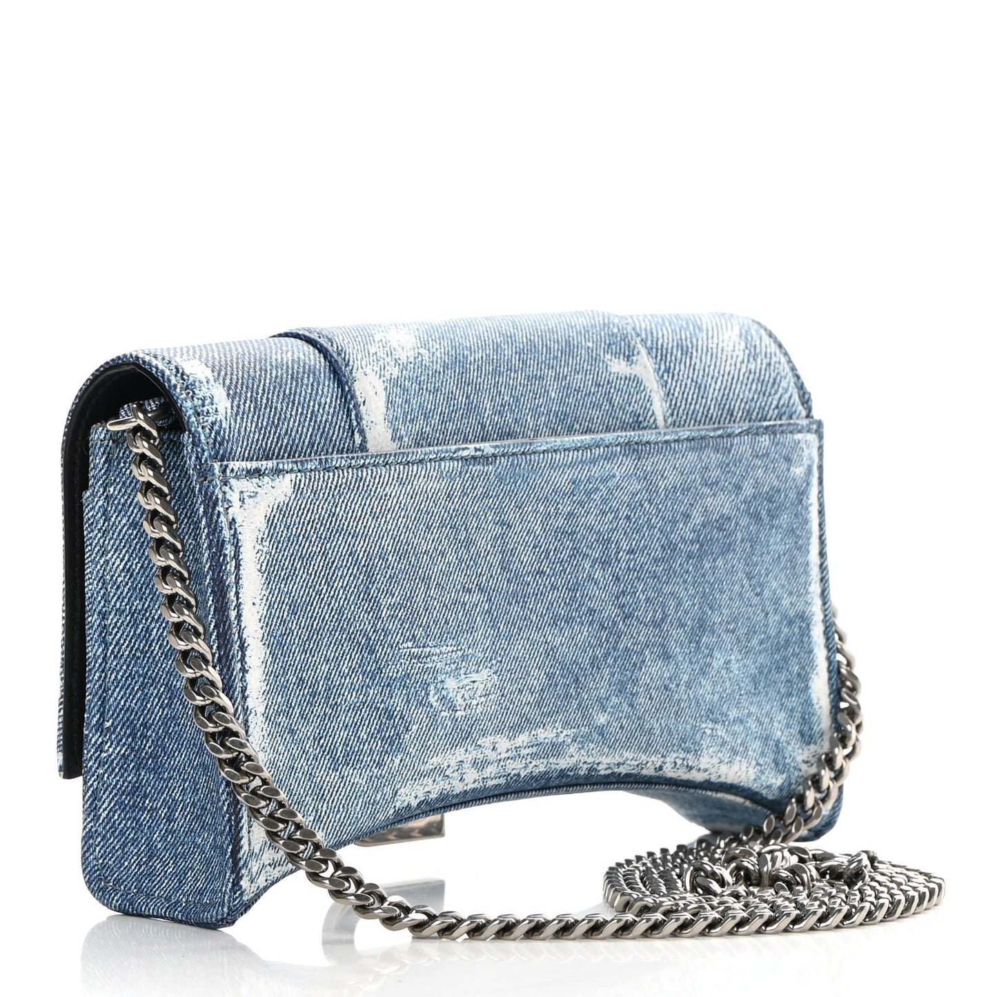 Nappa Denim Printed Hourglass Chain Bag Denim Blue