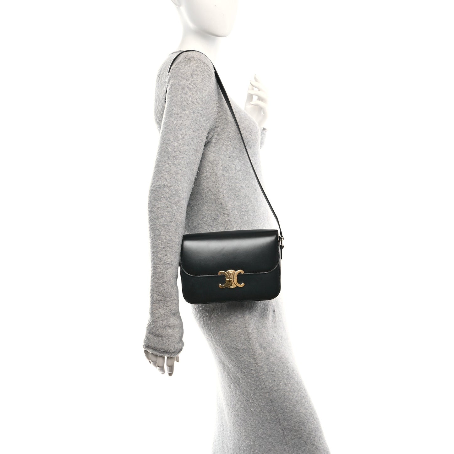 Shiny Calfskin Medium Triomphe Black