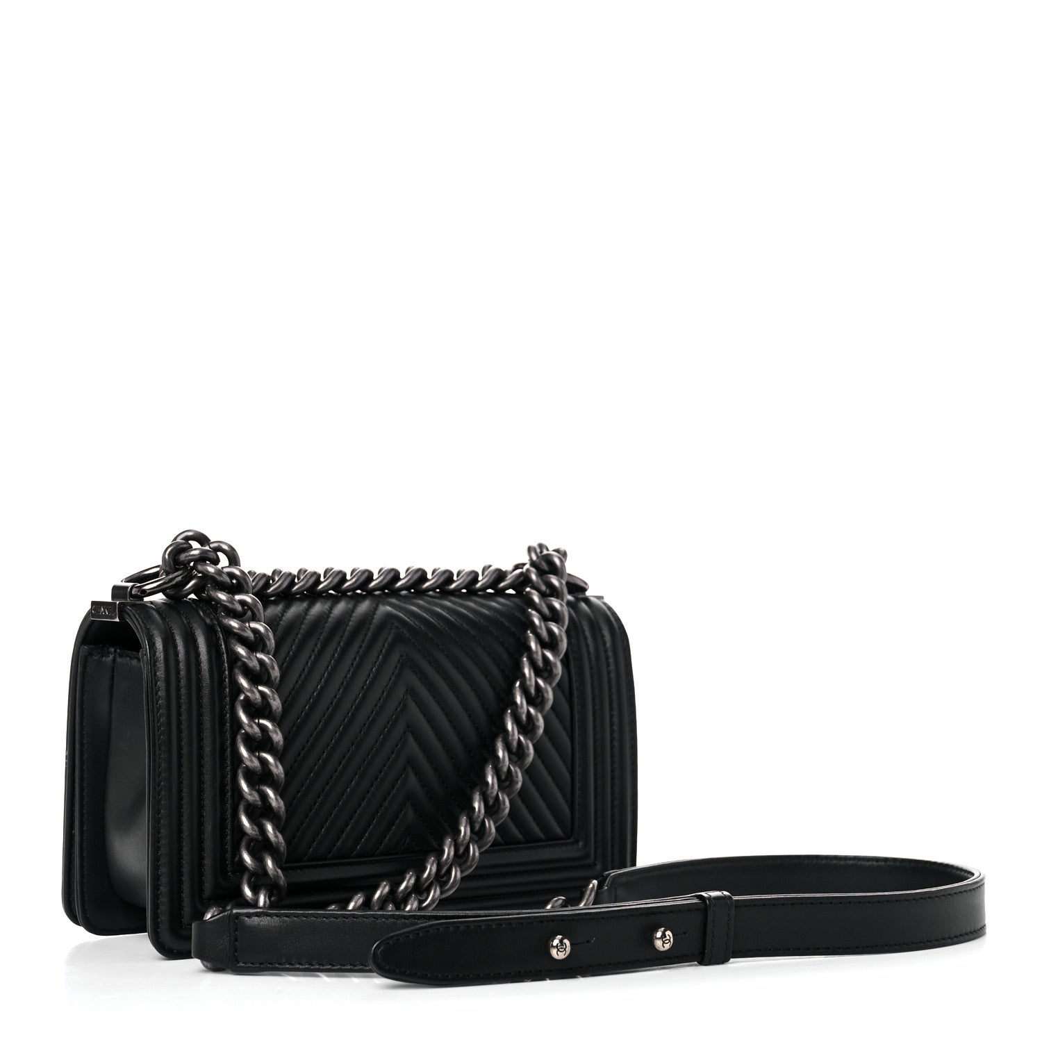 Chanel Calfskin Chevron Quilted Small Boy Flap Black 3 of 13