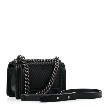 Chanel Calfskin Chevron Quilted Small Boy Flap Black 3 of 13