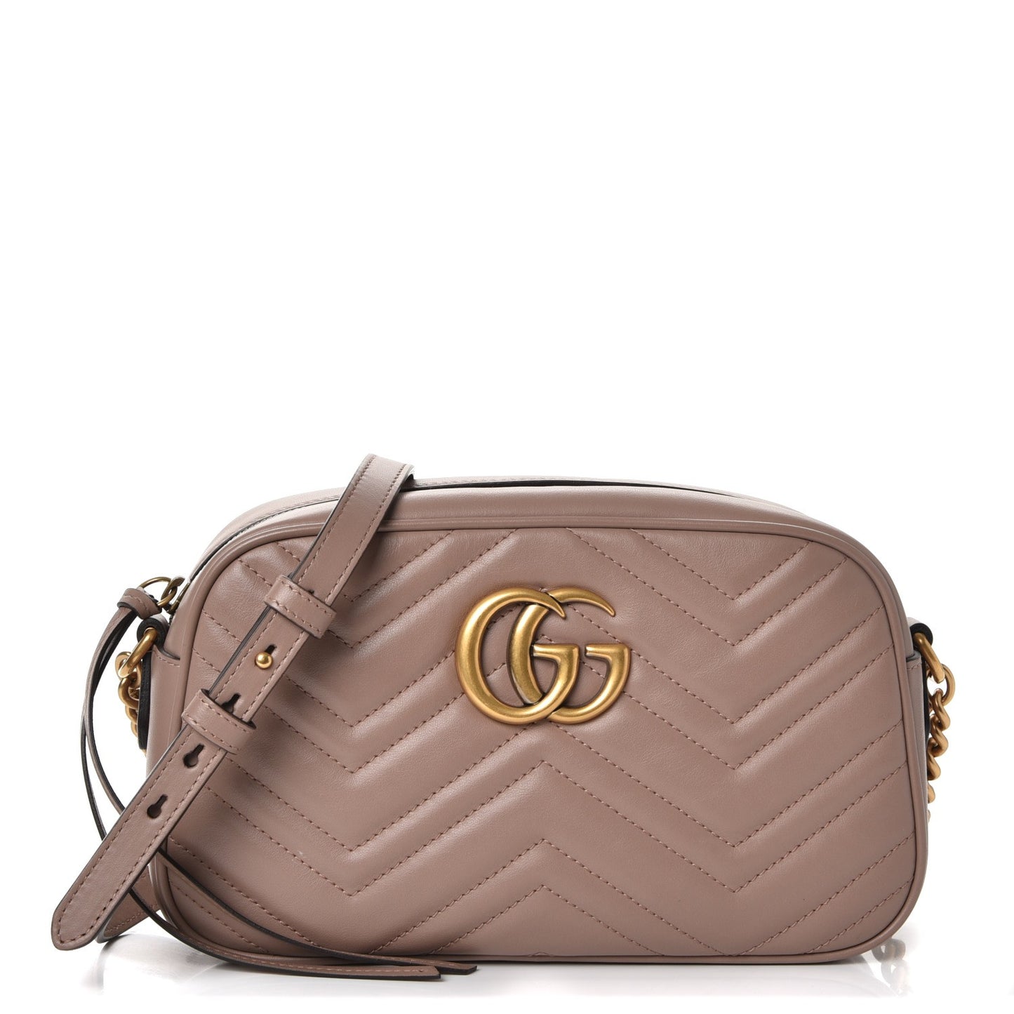 Calfskin Matelasse Small GG Marmont Chain Shoulder Bag Taupe