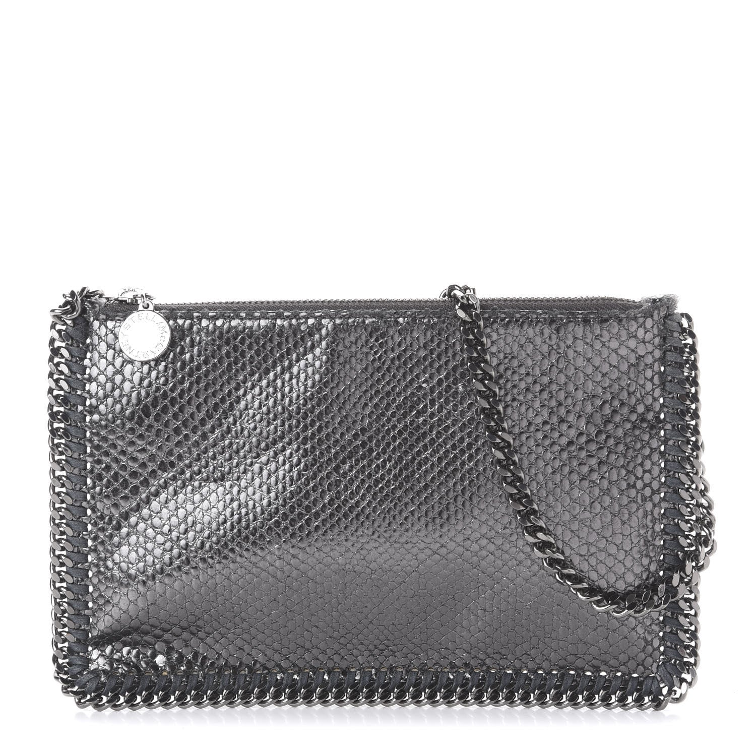 Stella McCartney Metallic Snake Print Falabella Pochette Ruthenium 1 of 9