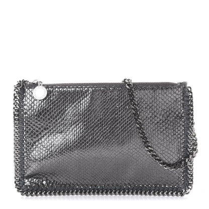 Stella McCartney Metallic Snake Print Falabella Pochette Ruthenium 1 of 9