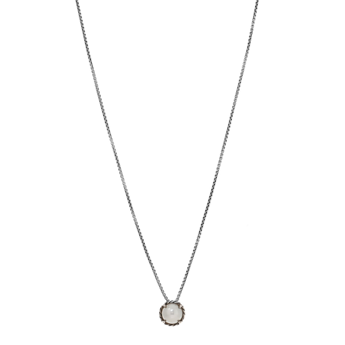 David Yurman Sterling Silver Cultured Pearl 8mm Petite Chatelaine Pendant Necklace 1 of 4