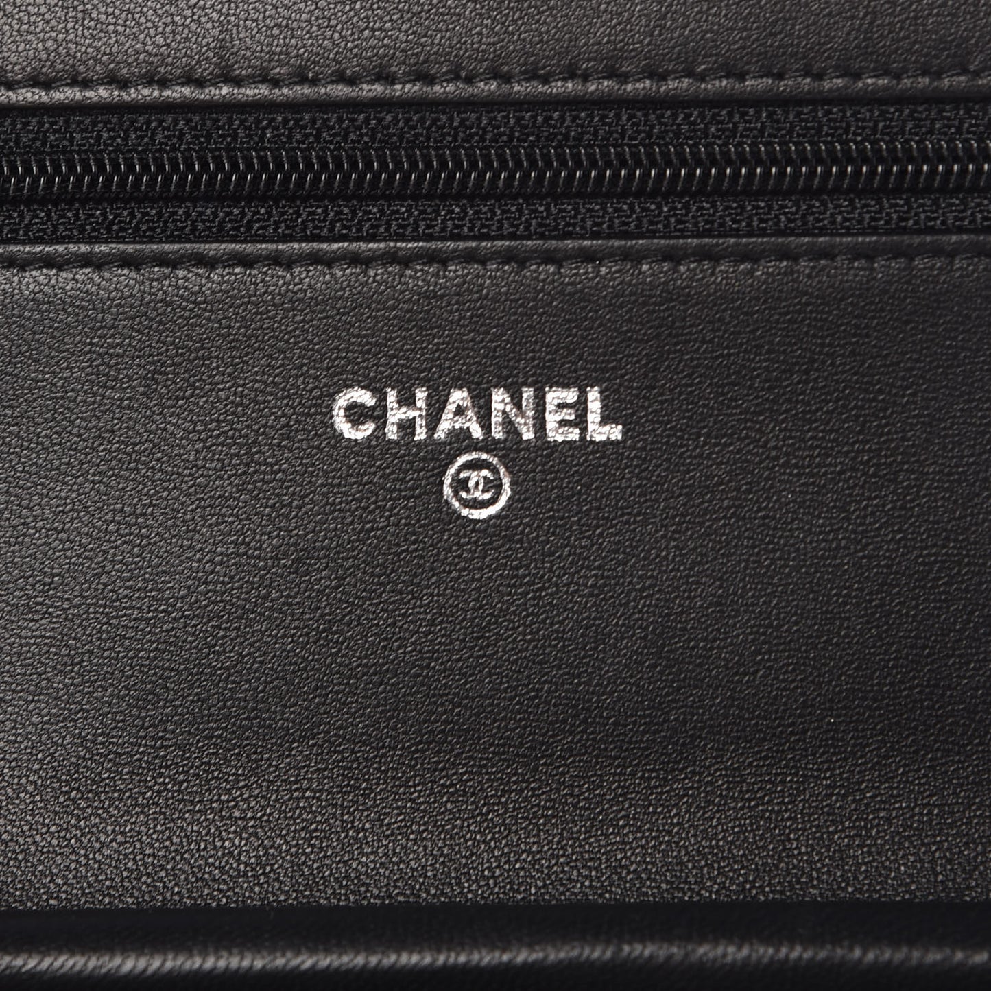 Lambskin Camellia Embossed Wallet On Chain WOC Black