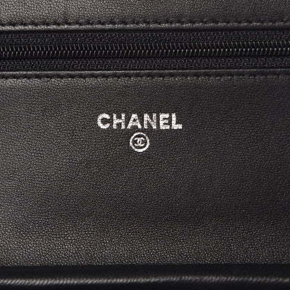 Chanel Lambskin Camellia Embossed Wallet On Chain WOC Black 6 of 11