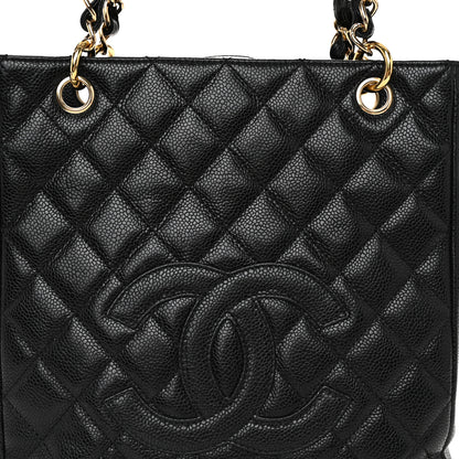 Chanel Caviar Quilted Petit Shopping Tote PST Black 8 of 10