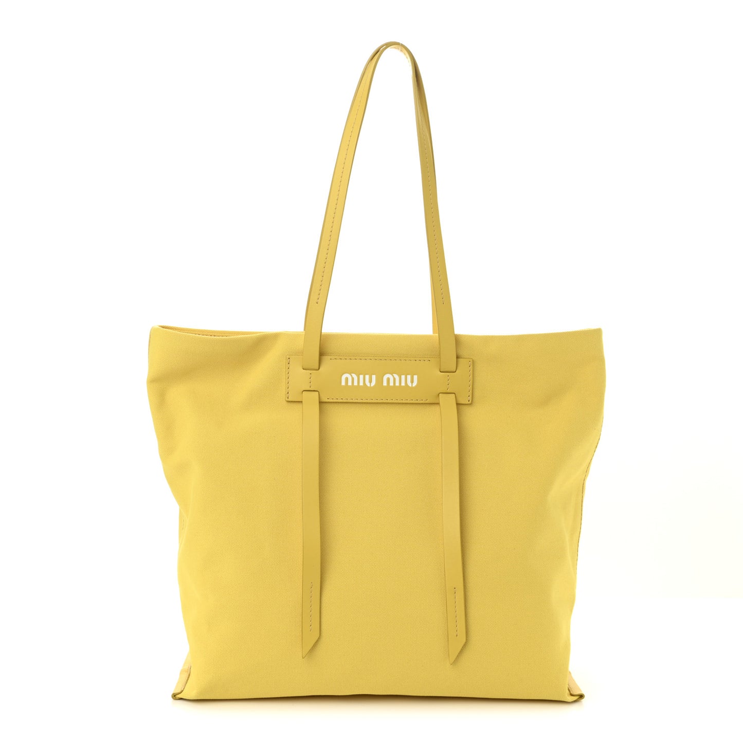 Canvas Calfskin Shopping Tote Yellow