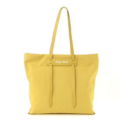 Miu Miu Canvas Calfskin Shopping Tote Yellow 1 of 10