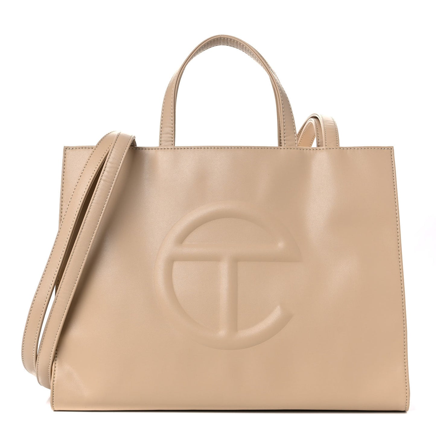 Vegan Leather Medium Shopping Bag Cream