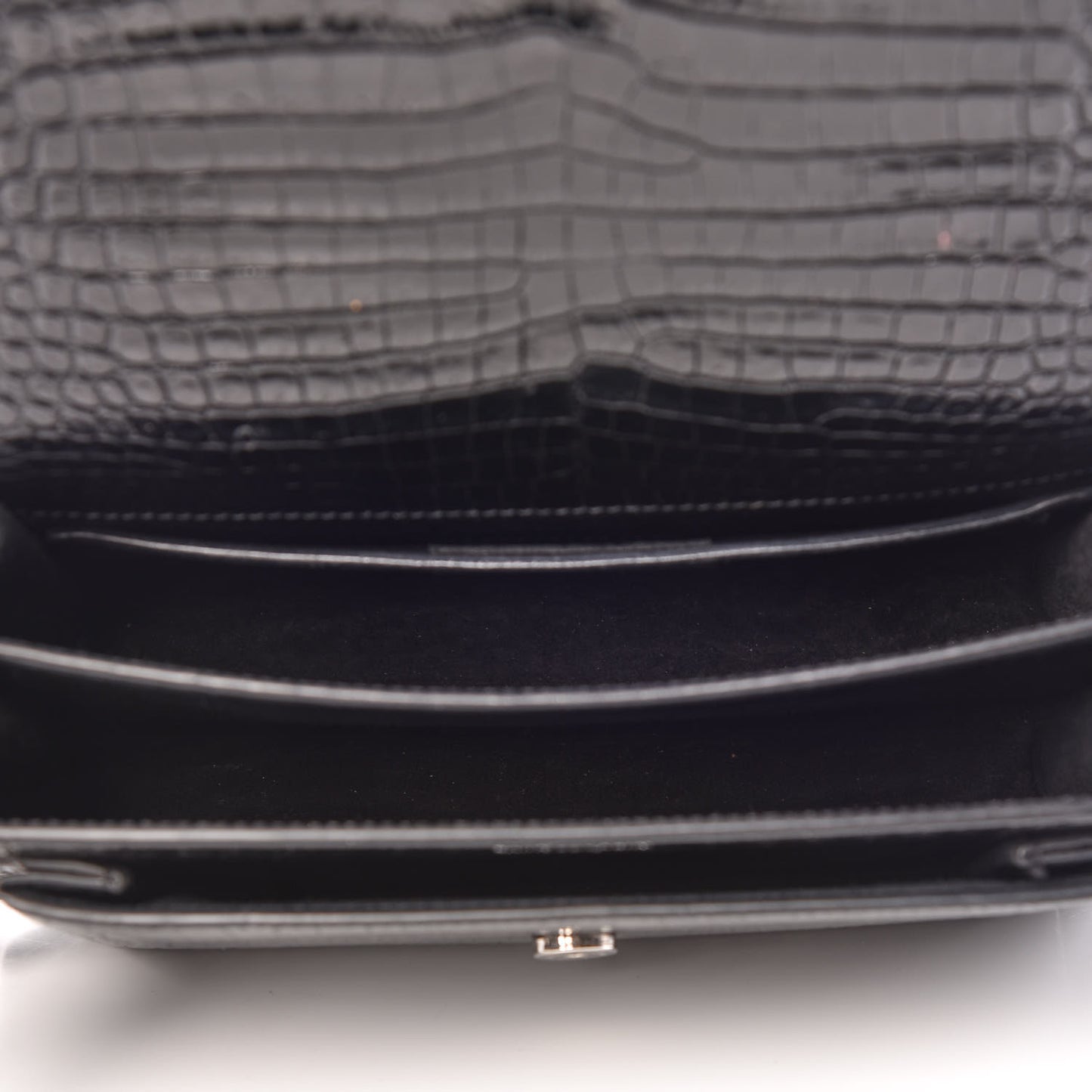 Calfskin Crocodile Embossed Medium Monogram Sunset Black