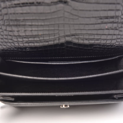 Saint Laurent Calfskin Crocodile Embossed Medium Monogram Sunset Black 7 of 11