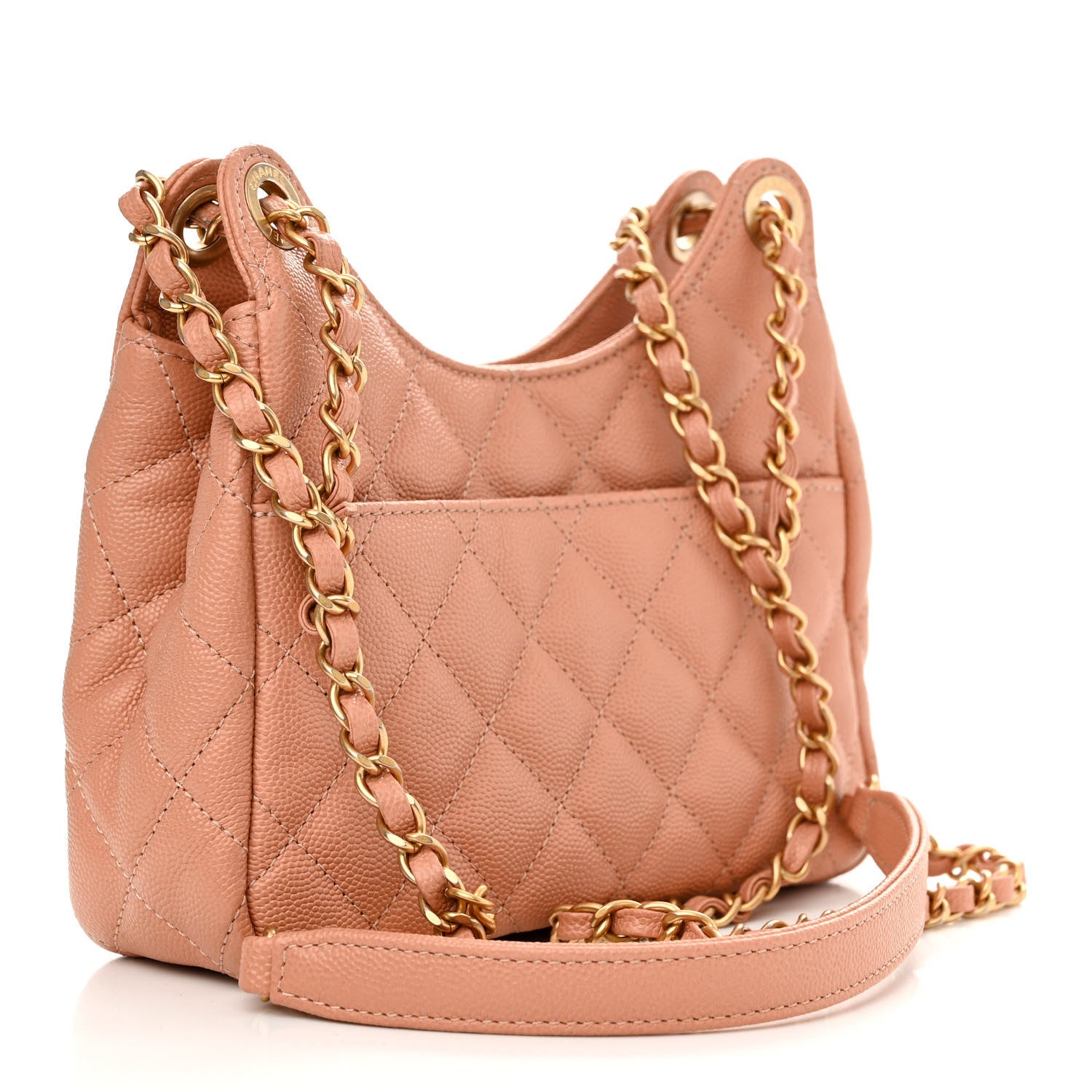Chanel Caviar Quilted Small Wavy CC Hobo Coral 3 of 10