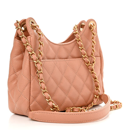 Chanel Caviar Quilted Small Wavy CC Hobo Coral 3 of 10