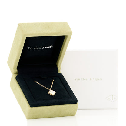 Van Cleef & Arpels 18K Yellow Gold Mother of Pearl Sweet Alhambra Pendant Necklace 6 of 6