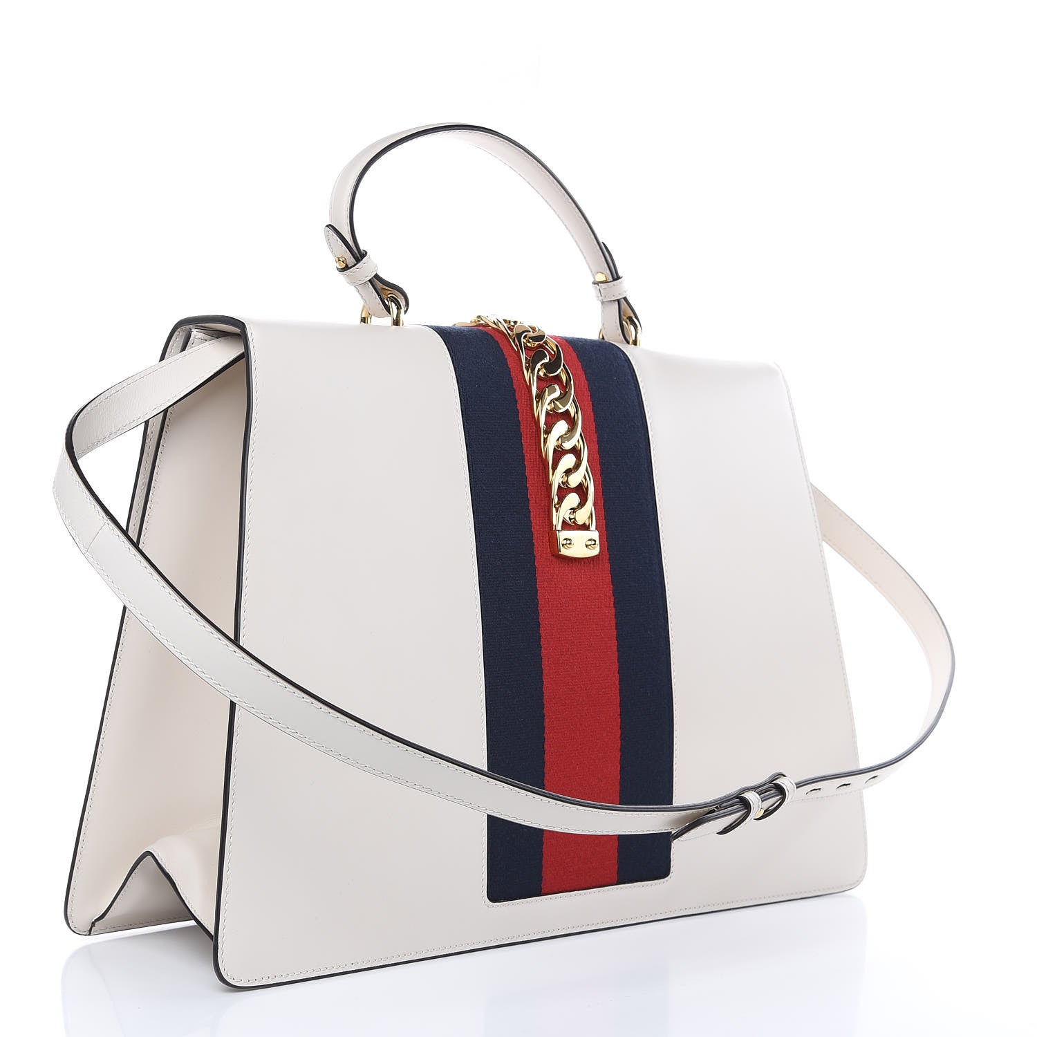 Gucci Calfskin Maxi Sylvie Top Handle Bag White 3 of 9