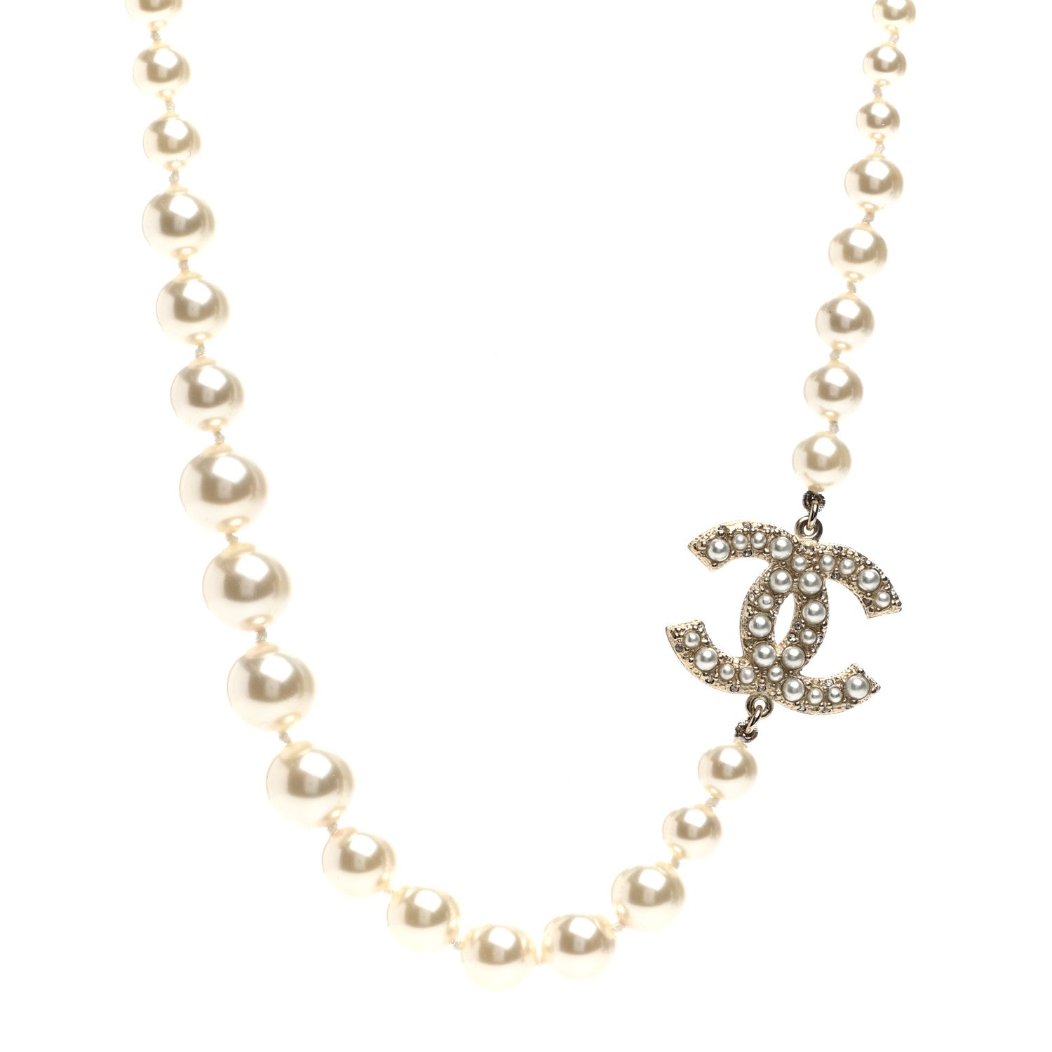 Chanel Pearl CC 100th Anniversary Necklace Light Gold 1 of 5