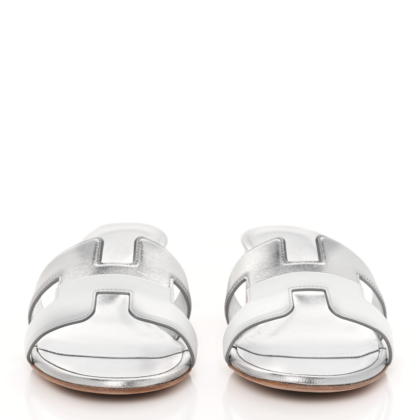 Metallic Box Nappa Oasis Sandals 38 White Gris Argente