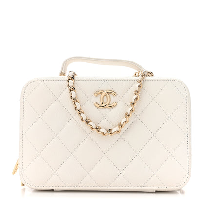 Chanel Caviar Quilted Top Handle Vanity Case White 1 of 13