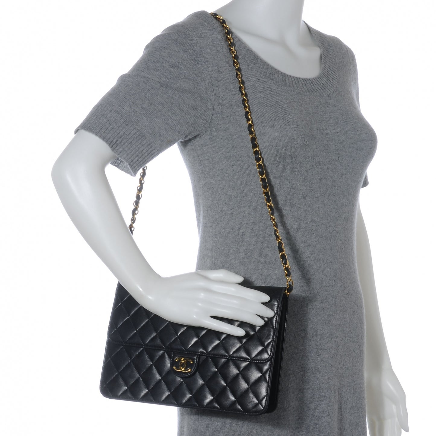 Lambskin Single Flap Black