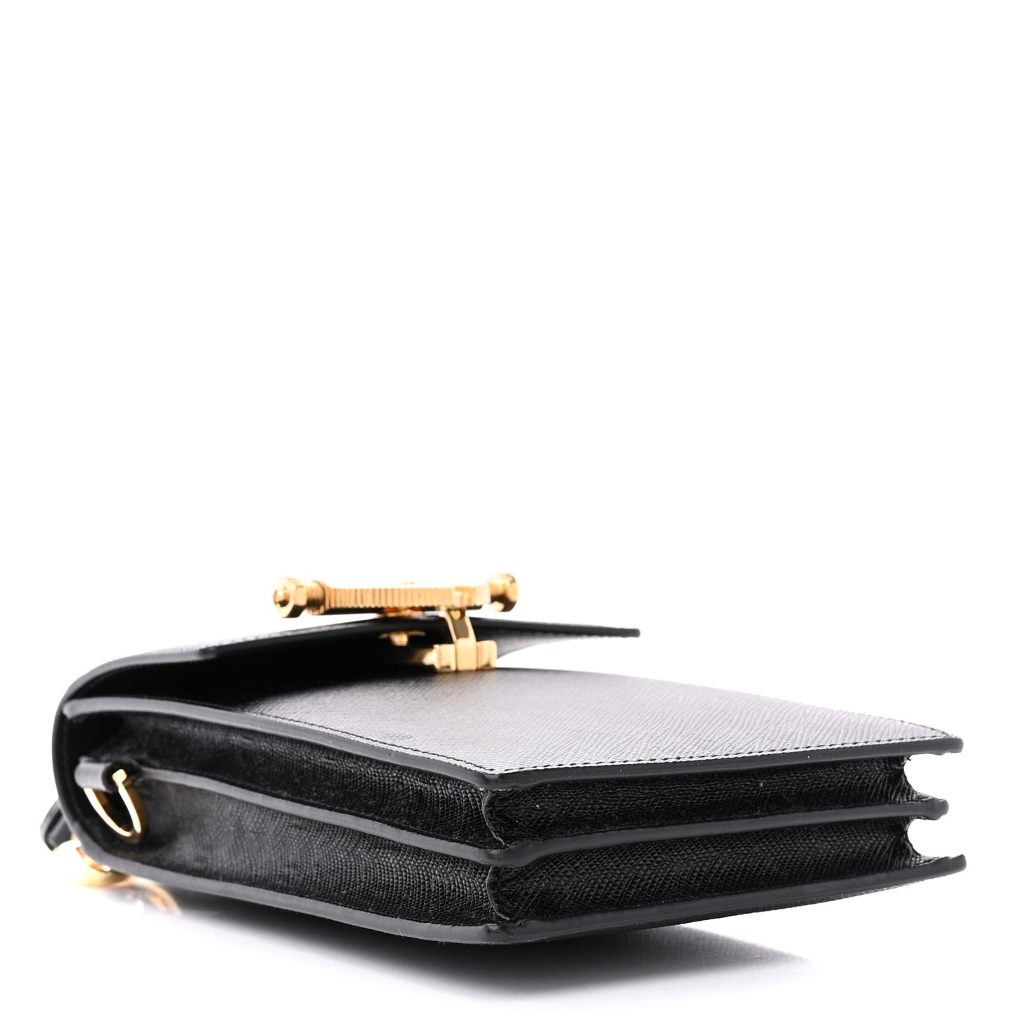 Saffiano Heart Lock Phone Crossbody Pouch Black
