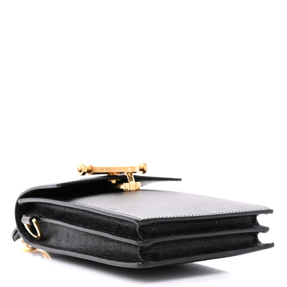 Prada Saffiano Heart Lock Phone Crossbody Pouch Black 4 of 11