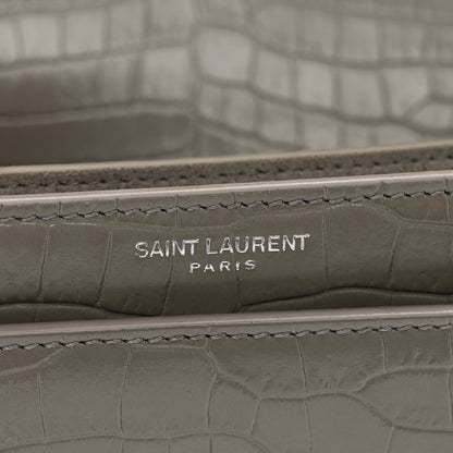 Saint Laurent Calfskin Crocodile Embossed Medium Monogram Sunset Fog 8 of 12