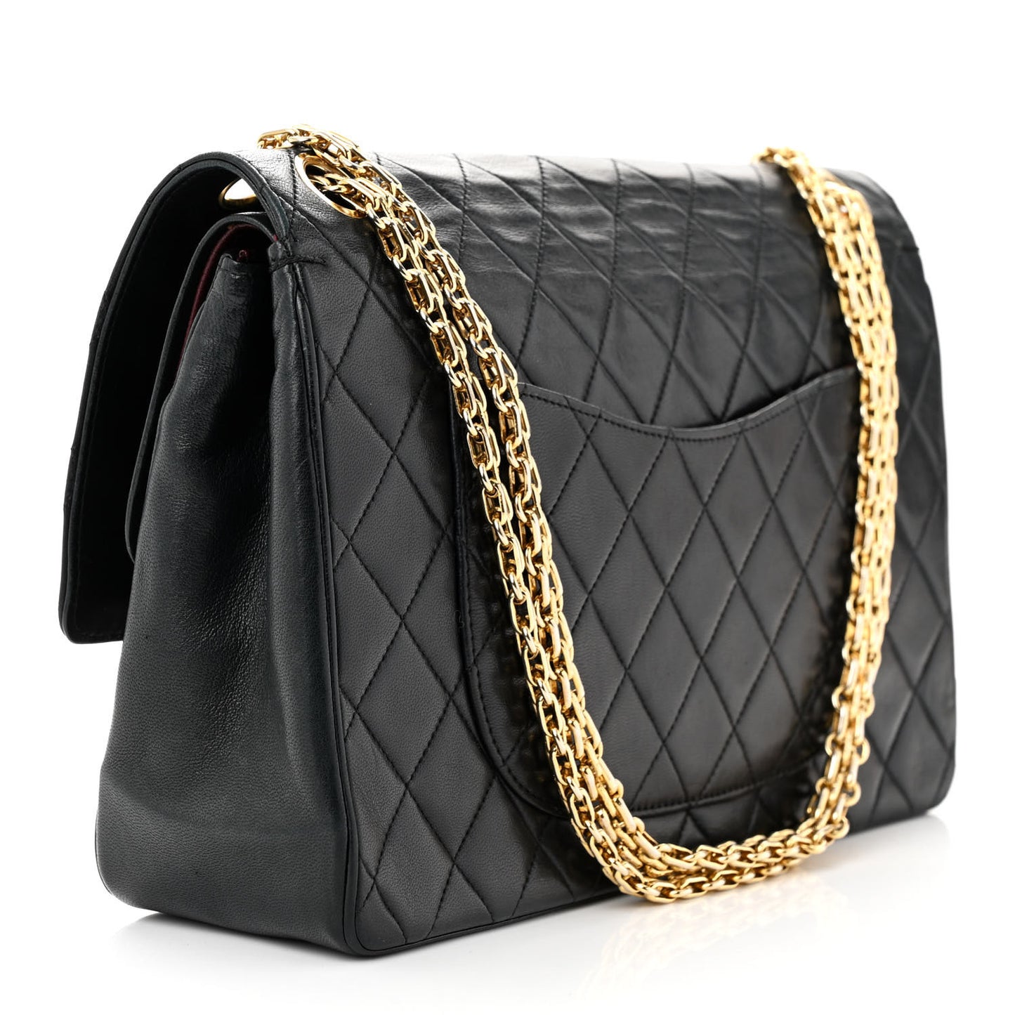 Lambskin Quilted Medium Double Flap Bijoux Chain Black