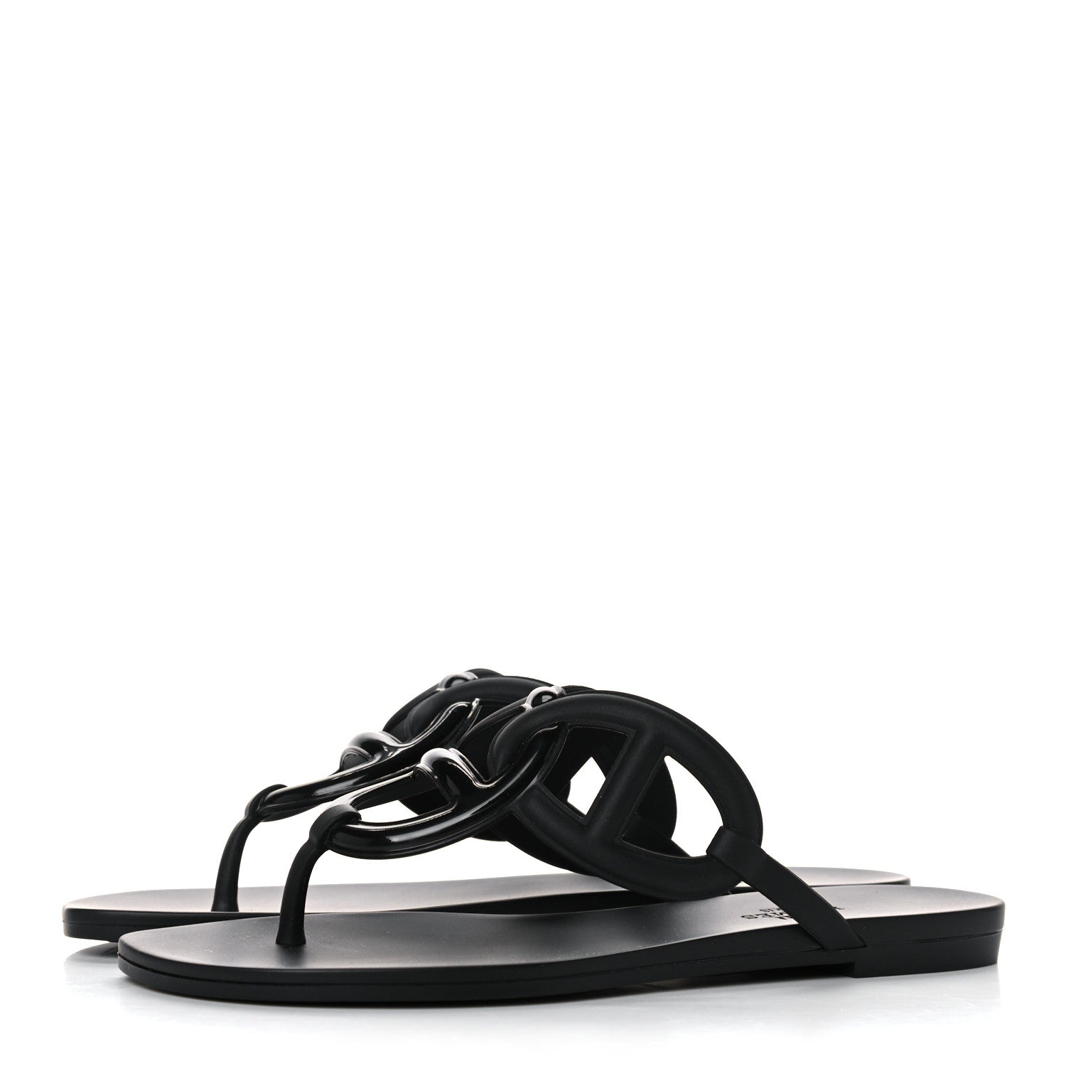 Hermes Rubber Womens Egerie Sandals 36 Black 3 of 8