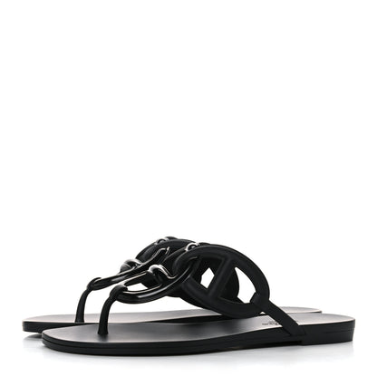 Hermes Rubber Womens Egerie Sandals 36 Black 3 of 8