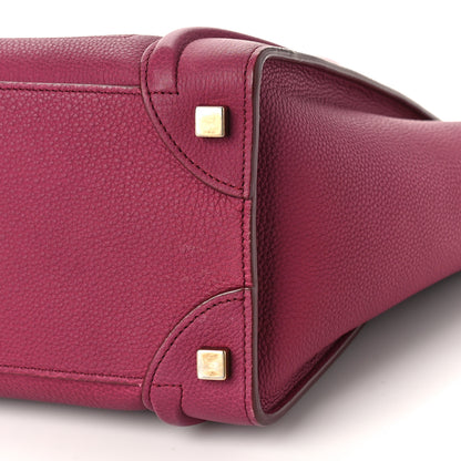 Celine Drummed Calfskin Micro Luggage Plum 7 of 11