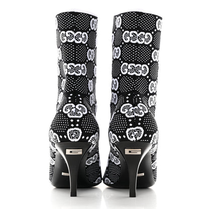 Gucci Technical Jersey Knit GG Monogram Square G 75mm Ankle Boots 37.5 Black Great White 5 of 11