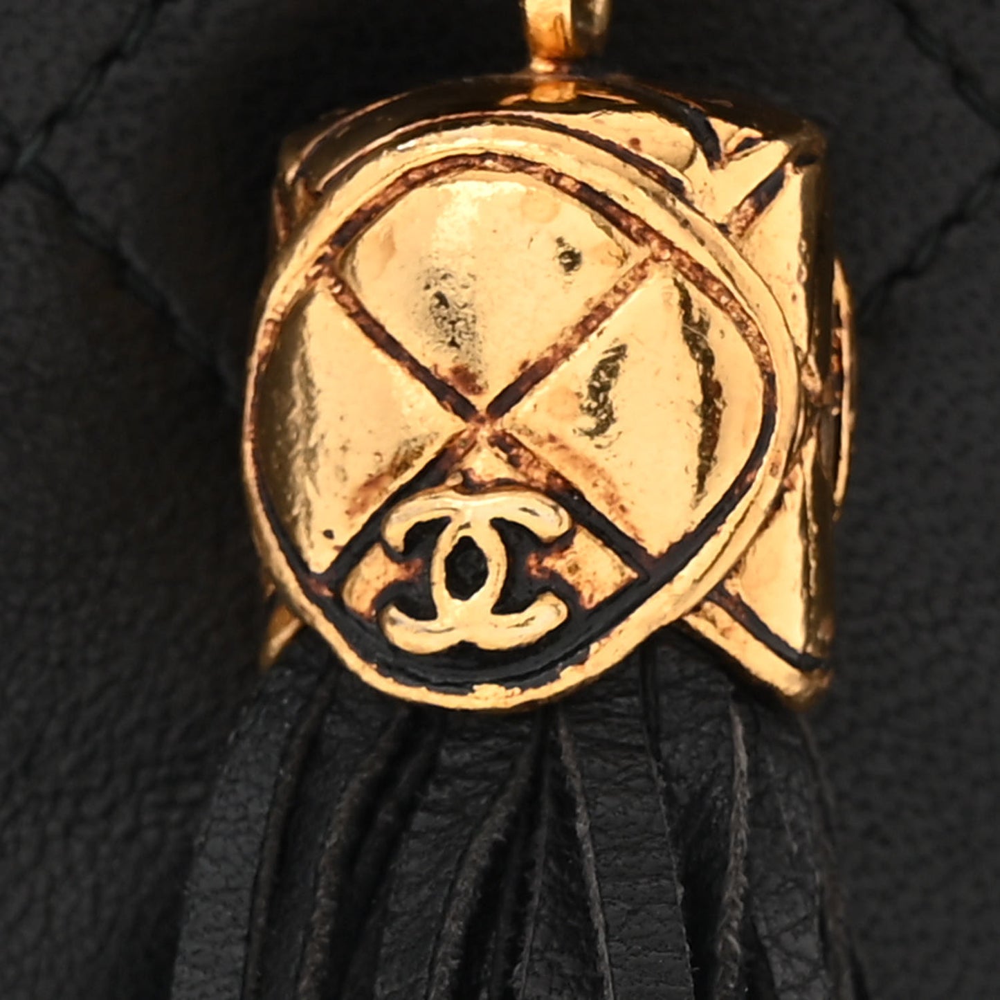 Lambskin CC Tassel Shoulder Bag Black