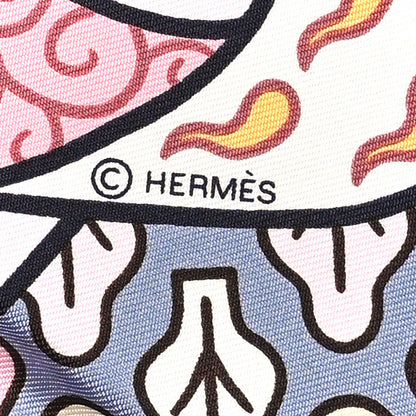 Hermes Silk Carre Duels Oniriques Scarf 90 Rose Pale Gris Jaune 4 of 5