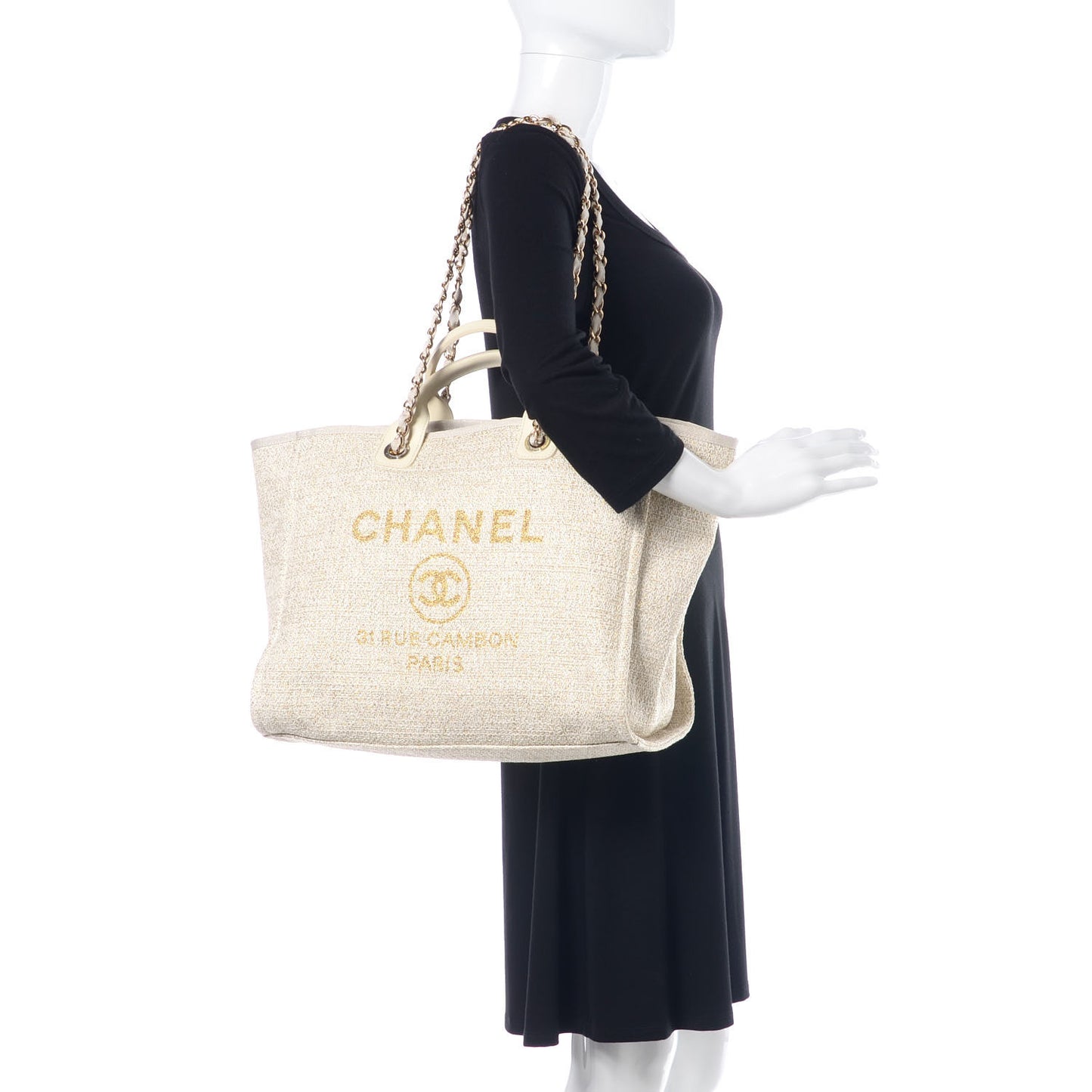 Canvas Large Deauville Tote Ivory