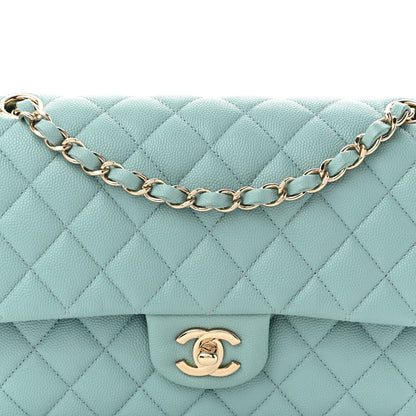Chanel Caviar Quilted Medium Double Flap Light Blue 8 of 10