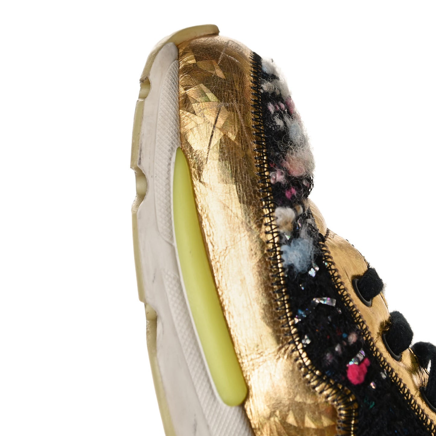 Tweed Lambskin Runway Sneakers 40 Black Multicolor